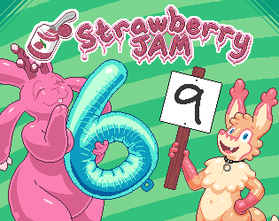 Strawberry Jam 6 (depicting Cerise holding a large balloon 6, and Lexy looking amused and holding a hand-written sign with a 9 next to it)