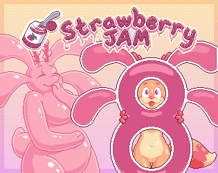 Strawberry Jam 8 (depicting a large number 8 decorated with ears like Cerise's, Lexy peeking through it like it's a carnival portrait with the face missing, and Cerise giggling in amusement)